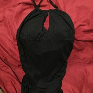 Black low cut halter